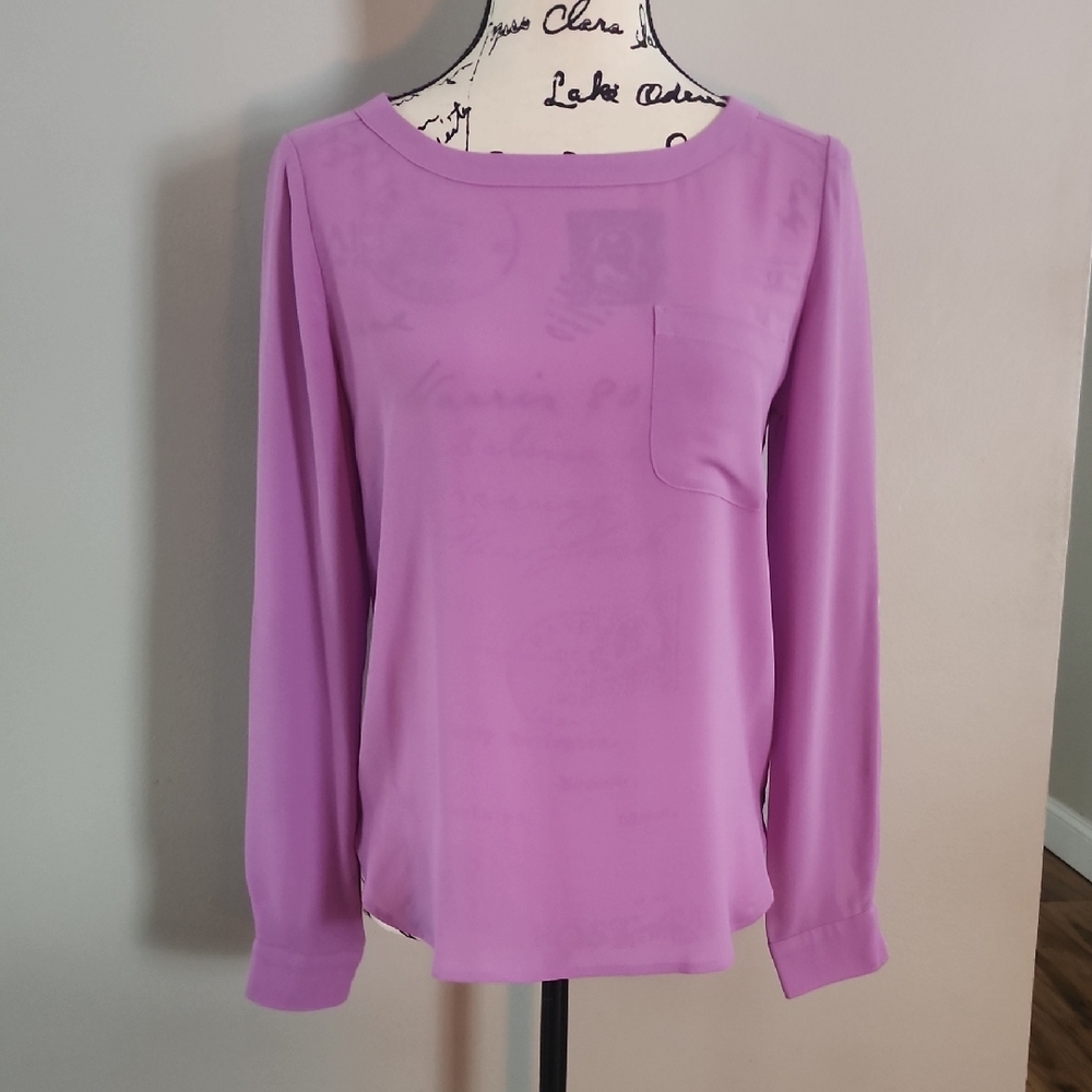 LOFT Purple Long Sleeve Blouse